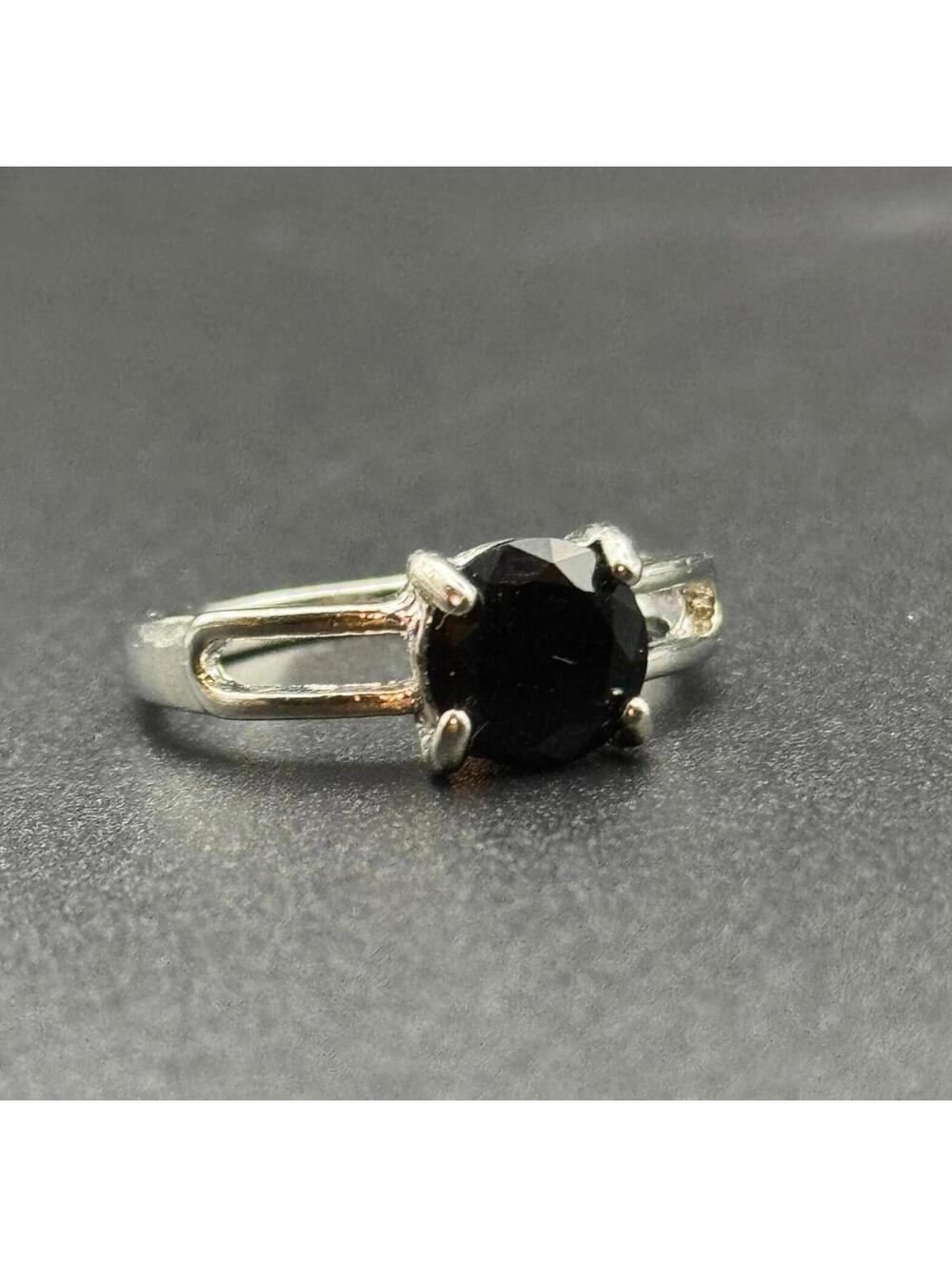 Silver Ring with Black Stone - size 8.75-9